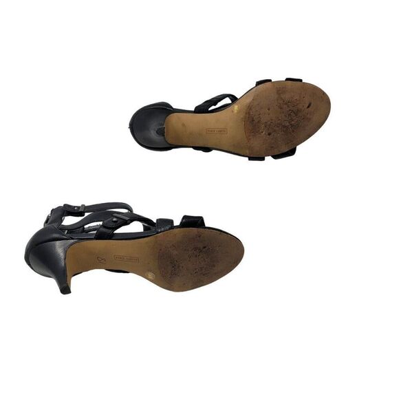 Vince Camuto Macobi Strappy Black Leather Kitten Heels Size 8 Ankle Strap Baddie - Picture 7 of 13